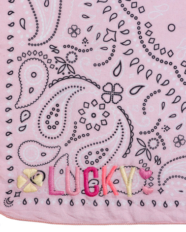 CACTUS Bandana rose dragé en modal brodé – Accessoire femme MPC