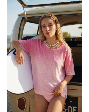 Tee-shirt maille BEACH BREAK couleur barbe à papa