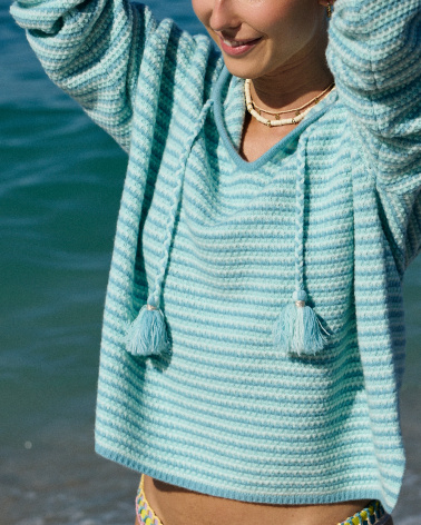 SWEAT BAJA à capuche turquoise